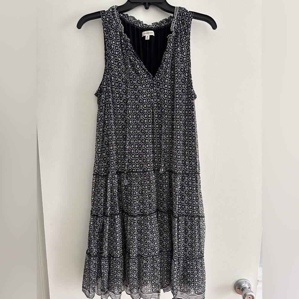 Max Studio Black and White Geometric Mini Dress
